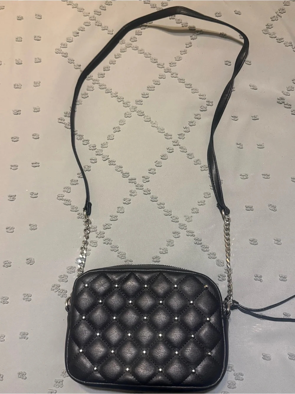 Rebecca Minkoff Black Quilted Crossbody with Studs and Chain Strap